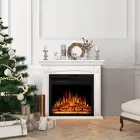 27” Electric Fireplace Mantel Wooden Surround Firebox, TV Stand with Freestandin