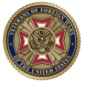 Veteran of the Foreign Wars Medallion for Box Cremation Urn/Flag Case-3 Inch Dia