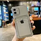 For iPhone 16 Pro Max 15 14 13 12 Case Shockproof Clear Card Slot Holder Cover