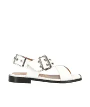 Feminine Buckle Cross Strap flat sandals 36,37,42 white
