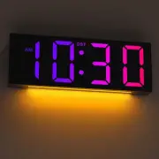 12'' LED Digital Clock with with Remote Control,8 RGB Colors,Full Screen Display