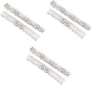 [WOFASHPURET] 3 Pairs Bridal Lace Wedding Vintage Wedding Bride Rhinestones Prom Floral Bridal Wedding Lady Lace White