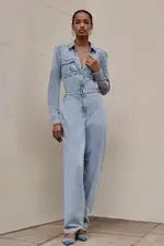 Denim Long Sleeve Jumpsuit