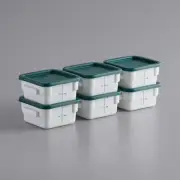White Square Food Storage Container & Green Lid - 6/Pack (select size below)