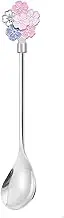 Spoons Stainless Steel Dessert Teaspoon with Unique Flower Shaped Handle 1 Piece Coffee Spoons Tea for PartyTable Decoration Espresso Stirring Spoons Tiny Spoon(Color:Silver,Size:S)