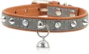 ROMISBABA Adjustable Reflective Pet Necklace with Bell Rivet Studded Cat Collar for Dogs and Cats Comfortable Design for Wear for Parties and Adorable Outfits