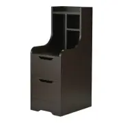 Plose Wood 2-Drawer Nightstand with Open-Shelf in Walnut