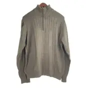 NWT Tricots St. Raphael Olive Green Quarter Zip Ribbed Sweater Mens Size Large