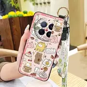 Phone Case Compatible with Tecno Camon40 Premier/CM8, Wrist Strap Ring Lanyard Silicone Kickstand Cartoon Durable Wristband Phone Holder Cute