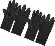 [LOORGVEL] 2 Pair Copper Fiber Compression Gloves for Men Winter Rehab Non Slip Full Finger Cycling Gloves Elastic Fitness Hand Protection for Outdoor Sports and Gym Activities