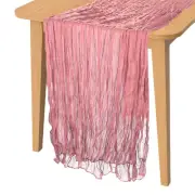 10 Feet Cheesecloth Table Runner Long Bohemia Gauze Cheese Cloth Light Rose Red