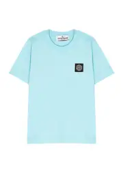 Stone Island Kids Logo Cotton T-shirt (2-4 Years) - Light Blue 04YR (4 years)