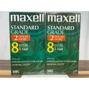 Maxell T-160 Standard Grade VHS Video Cassette Tapes Standard Grade 2 PACK NEW