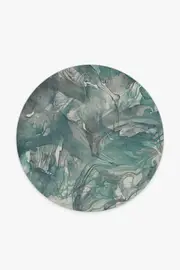 185' Round | Machine Washable Runner Rug | Kid & Pet Friendly | Indoor Rug | Aurora Teal Grey Rug | Ruggable