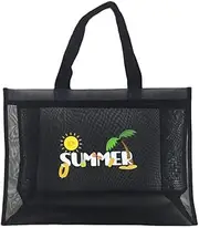 [WOOVEEWIND] 1Pc Capacity Mesh Beach Tote Bag Versatile Storage Pouch for Swimming Shopping and and Breathable Design Portable Handheld Style