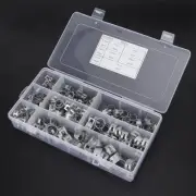 160Pcs Hose Clamps Silver 304 Stainless Steel Spring Clip For Fuel AD