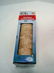 Matty's "Stack-A-Round" Wooden Tower Game -54 wooden blocks with a wooden stick