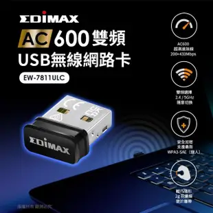 【EDIMAX 訊舟】EW-7811ULC AC600 雙頻USB無線網路卡