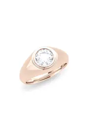 HauteCarat Men's Round Brilliant Lab Created Diamond Ring in 2.00 Ctw 18K Rose Gold at Nordstrom, Size 11
