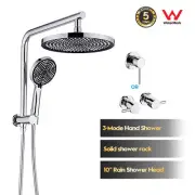Decaura 10" Rain Shower Head set 3-Mode Handheld Shower with Mixer Taps Chrome