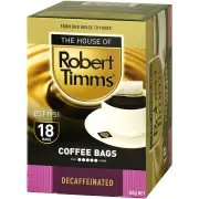 Robert Timms Decaf Decaffeinated Instant Coffee Bags 18 Pack