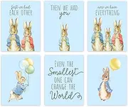 Andaz Press Peter Rabbit Theme Nursery Kids Bedroom Unframed Hanging Wall Art Poster Room Decor, 8.5x11-inch, Baby Blue, First We Had Each Other Then You Now Everything, 6-Pack, No Frames