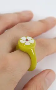[Keane] White Flower Glass Ring