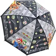 [ALLONE] Super Mario Long Umbrella, 21.7 inches (55 cm), One Touch, Nintendo Black, Character