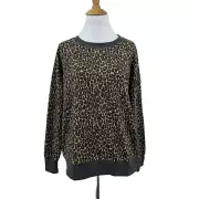 Splendid Pajama Shirt Womens S Small Leopard Print Long Sleeve Crew Pullover Top
