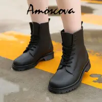 在飛比找momo購物網優惠-【Amoscova】現貨 雨鞋 低筒雨鞋 中筒馬丁靴雨鞋 橡