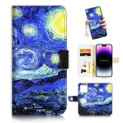 ( For iPhone 16 Pro ) Wallet Flip Case Cover AH26428 Van Gogh Starry Night