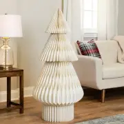 Tall Paper Accordion Honeycomb Foldable Christmas Tree - 4' - Cream