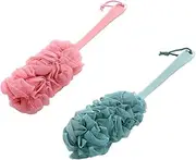 2pcs Long Handle Bath Balls Shower Back Scrubber for Bath Soft Comfortable Ergonomic Design for Family Use