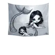 Beautiful Mermaid Mother and Adorable Baby Mermaid Tapestry