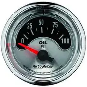Autometer American Muscle Oil Pressure Gauge Electric - 0 - 100 PSI, 2 1/16 Inch, Short Sweep, AU1226