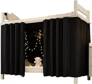 Lightolife Super Soft Blackout Bunk Bed Curtains for Twin Home Dorm, Filter Out 99% of The Light, Black, 2 Panels