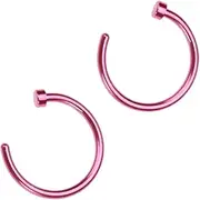 [FRCOLOR] 2Pcs Open Nose Ring Pink Unisex Nose Piercing Studs Titanium Steel Comfortable Wear Smooth Surface Shaped Design Safe for Both Boys