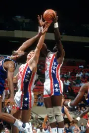 Orlando Woolridge New Jersey Nets battles for a rebound v Basketball 1988 Photo