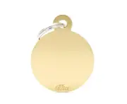 My Family Basic Circle Pet Tag Collar Accessory Golden Brass Large