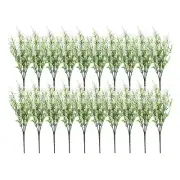 20Pcs Artificial Grass Plants, 13.8" Plastic Fake Lavender Greenery, White