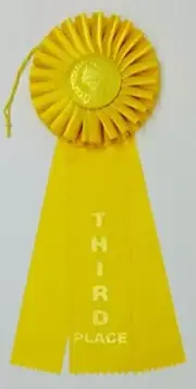 Third Place Rosette Yellow Award Ribbon - 3 Streamer - 11" Length 4" Rosette