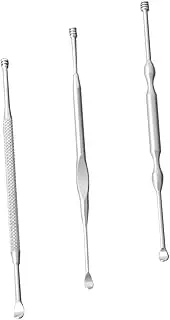 DECORNIJIA 3Pcs Stainless Steel Ear Wax Removal Tool Double Head Ear Spoon Kit for Safe and Ear Cleaning Stylish Portable Ear Wax Scoop for Home Use