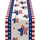 Memorials Day Table Runner Redness Blue White Strips Star Dining Tablecloth