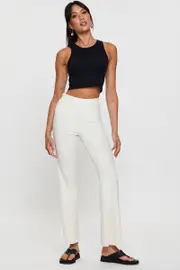 White Flare Pants High Rise - Size 14, Women's Mr Flare Leg Pant