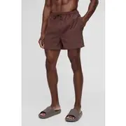 Mens Branded Short Length Swim Short in Chocolate