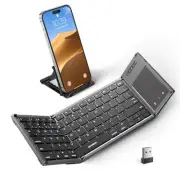 Foldable Bluetooth Keyboard with Touchpad, Full-Size Dual-Mode Wireless Foldi...