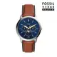 FOSSIL Neutra Minimalist 三眼月相男錶 咖啡色真皮錶帶 42MM FS5903