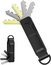 Evcing Key Organizer, Compact Key Holder for Keychain, Metal Minimalist Pocket Key Chain, Secures 1-5 Keys, Black