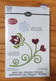 Sizzix Bigz Die. Swirl w Flower & Heart. Bonus Snowflake. NEW. 658185