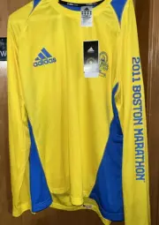 ADIDAS CLIMACOOL 2011 BOSTON MARATHON LONG SLEEVE YELLOW SHIRT XL NWT(B38)